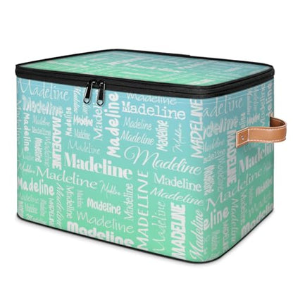 Custom Storage Bin, Personalized Keepsake Box, Bright Blue Green | Foldable Fabric Gradient Large Memory Bin with Handle Lid Lightweight Waterproof Dustproof, 14"L x 10.2"W x 10.4"H - color: Option 3