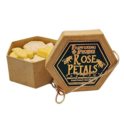 Rose Petals Scented Organic Beeswax Melts (3 Ounces) - Elegant Luxury Wax Melt - Eco-Friendly, Natural, and Sustainable