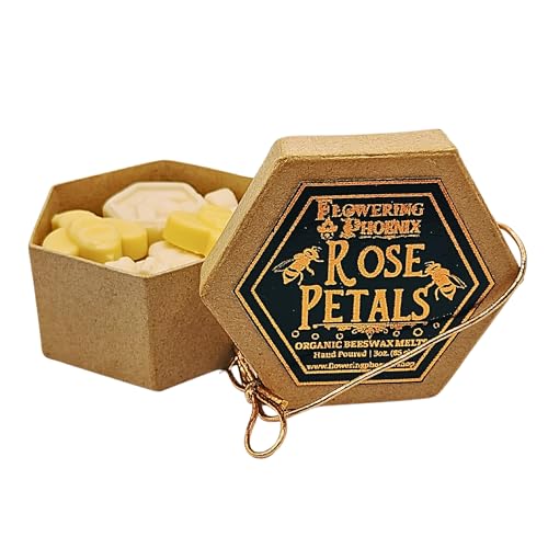 Rose Petals Scented Organic Beeswax Melts (3 Ounces) - Elegant Luxury Wax Melt - Eco-Friendly, Natural, and Sustainable