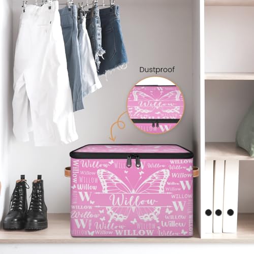 Custom Butterfly Keepsake Box, Personalized Name Gradient Memory Bin | Foldable Sturdy Large Storage Basket Containers with Handle Lid Lightweight Waterproof Dustproof, 14"L x 10.2"W x 10.4"H - color: Option 5
