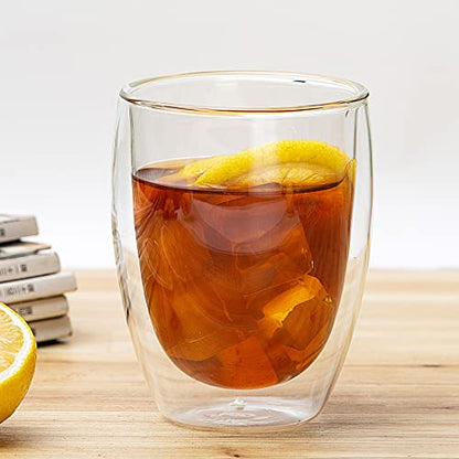 [4-Pack,12Oz] Glass Cups, Double Walled Thermo Espresso Glasses, Insulated Coffee Mugs, Drinking Glasses | Double Walled, Thermo Glasses for Espresso,Latte,Tea