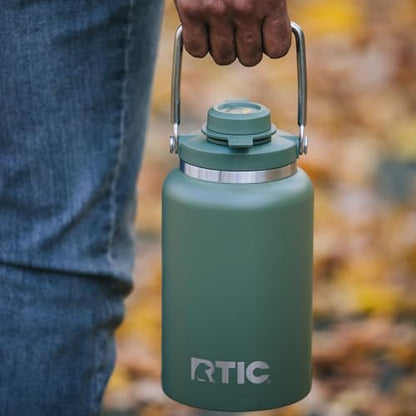 RTIC Half Gallon Outback Jug, Ceramic Lined, Olive | Stainless Steel, Insulated Water Bottle with Lid and Handle, Double Wall Vacuum Insulation - color: Olive