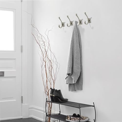 Wall Hooks,5 Pack Coat Hooks Hardware Towel Hooks for Hanging Coats Matte Brushed Nickel Robe Hooks Wall Mounted with Screws for Key, Towel, Bags, Cup. - color: Brushed Nickel
