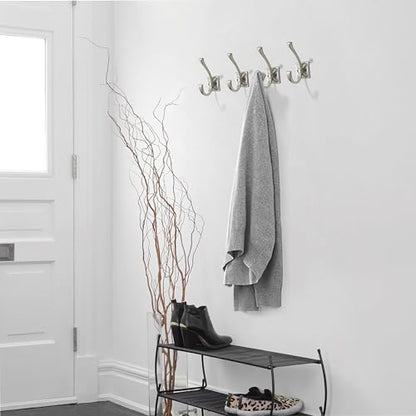 Wall Hooks,5 Pack Coat Hooks Hardware Towel Hooks for Hanging Coats Matte Brushed Nickel Robe Hooks Wall Mounted with Screws for Key, Towel, Bags, Cup. - color: Brushed Nickel