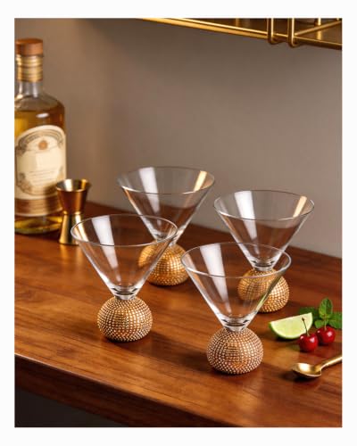 Fancy Martini Glasses Set of 4,Luxury Crystal Hand Blown Margarita Glasses | 10 oz Unbreakable Cocktail Glasses,for Party,Birthdays,Manhattan, Cosmopolitan,Home Bar,Gift (Gold Clear) - color: Gold Cocktail glass
