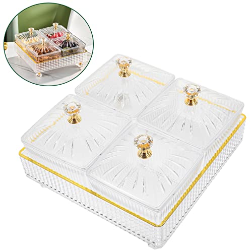 Cabilock Divided Snack Plate with Tray 7.28In Serving Bowl for Nuts Dried Fruit Candy Party Appetizer Food Storage Container