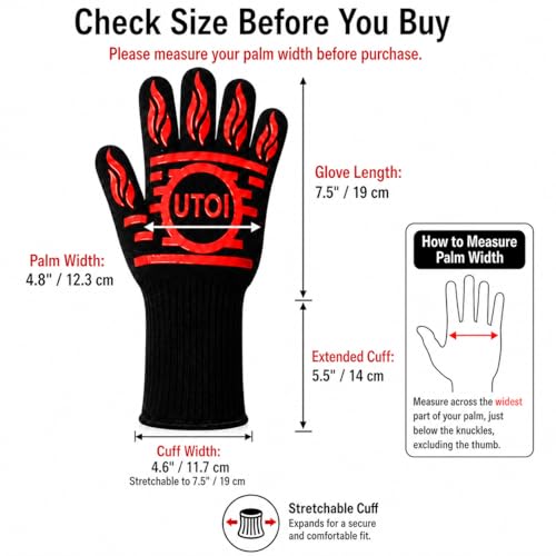 BBQ Grill Gloves Kit - 1472°F Heat Resistant BBQ Gloves, Meat Shredder Claws & Silicone Basting Brush for Fire Pit, Campfire, Grilling & Outdoor Cooking - color: Bbq Grill Gloves Kit