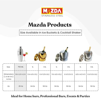MAZDA 25oz Cocktail Shaker, Stainless Steel Martini Mixer Strainer | Ideal for making cocktails, martinis, margaritas, and mixed drinks, Professional Bar Tool, Easy to Use & Clean