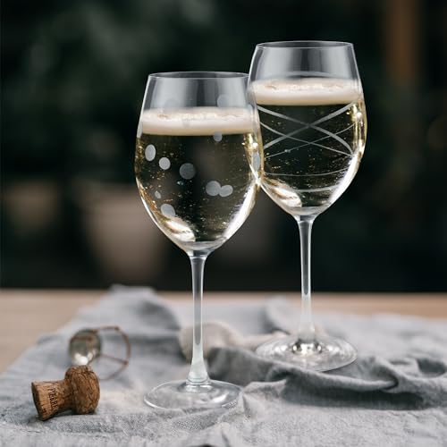 Joeyan Hand Blown Etched Red and White Wine Glasses,Stemmed Glasses with Stripes and Dots Pattern,Clear Carved Long Stem Glassware Set for Wine Tasting Birthday Anniversary Wedding,19 oz,Set of 4 - color: Etched Dots Swirls Strips Patterned Wine Glasses