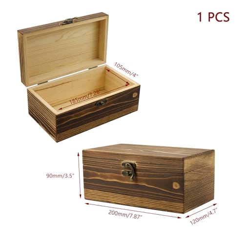 KUMGROT Wooden Box With Hinged Lid - Writable Vintage Gift Box | Handmade Solid Wood Storage for Photos, Jewelry, Coins, Cards - 7.9" x 4.5" x 2.8", Brown - style: Large Rectangular