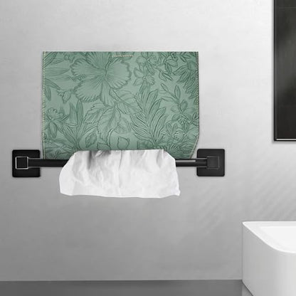 Leather Cover for Disposable Paper Hand Towel Box, Compatible with Kleenex Paper Hand Towel(1-Carved Dark Green) - color: 1-carved Dark Green