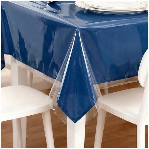 Clear Plastic Table Cover Protector 100% Waterproof Table Cloth 55" x 70" | Clear Vinyl Tablecloth Protector Crystal Plastic Tablecloth Rectangle Cover for Dining Tables Parties Camping 4-6 Seats - color: Crystal Clear, size: 70" x 55" (Rectangular)