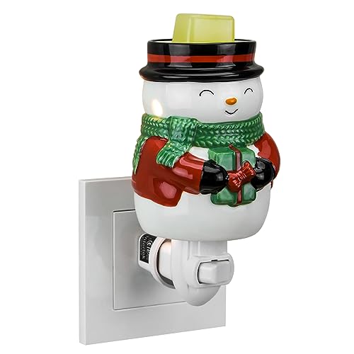 Plug in Wax Melt Warmer, Christmas Wax Warmer for Scented Christmas Gifts Decoration No Flame No Smoke No Soot with Two Bulbs - color: Snowman