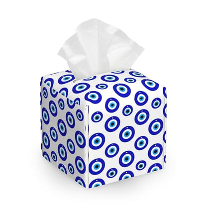 Evil Eye Tissue Box Cover,Tissue Box Holder Waterproof Leather Facial Paper Organizer Dispenser for Bathroom Home Car Nightstand Vanity - color: Evil Eye