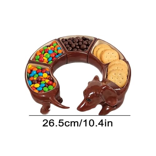 Retro five-piece dachshund plate set, five-compartment plate, divider tray set, suitable for holding snacks, cheese, nuts, and fruit, perfect for entertaining guests and party table decoration