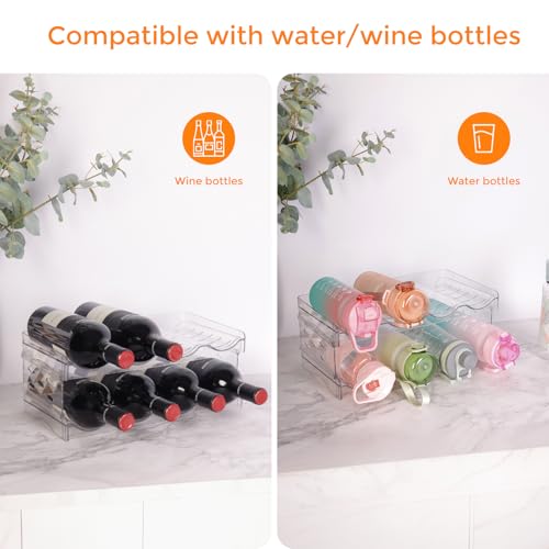 BoxedHome Plastic Water Bottle Organizer and Wine Rack Storage Holder for Inside Cabinet, Kitchen Countertop, Table Top, Pantry, Bars, Cabinets, Fridge - Clear (2 Tier 8 Containers) - size: 2Tier 8Bottles