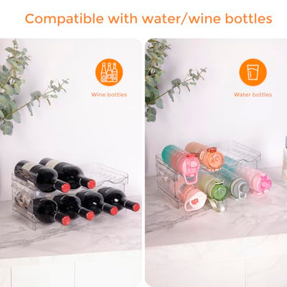 BoxedHome Plastic Water Bottle Organizer and Wine Rack Storage Holder for Inside Cabinet, Kitchen Countertop, Table Top, Pantry, Bars, Cabinets, Fridge - Clear (2 Tier 8 Containers) - size: 2Tier 8Bottles