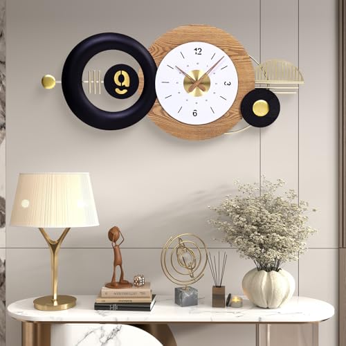 38x17 Inch Modern Silent Battery Powered Wall Clock for Living Room Decor | Quartz Movement, Clear Analog Display, Ideal for Bedroom, Office, Kitchen, Entryway, and Housewarming Gifts - color: L - 38x17 in