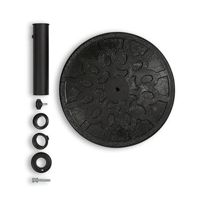 Backyard Expressions 20 lb Round Patio Umbrella Base – Heavy Duty Resin-Coated Calcium Carbonate Stand with Adjustable Pole Adapters Fits 1.5"–2" Poles, Weather-Resistant, Black Finish - color: Black 20 Lb