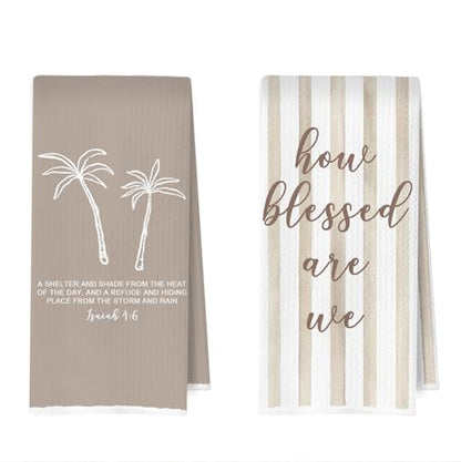 Christian Palm Tree Kitchen Towels Set - Boho Christian Gifts Dish Towels, Beachy Religious Gifts Hand Towel, Christian Psalm Scripture Tea Towel, 16x24 Inches Set of 2 - color: Christian- 03
