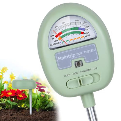 Soil Moisture Meter,4-in-1 Soil Ph Meter, Soil Tester for Moisture, Light,Nutrients, pH,Soil Ph Test Kit, Great for Garden, Lawn, Farm, No Battery Required, Gifts for Plants Lover - color: green