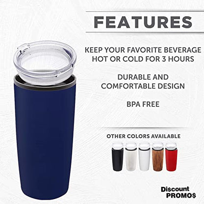 DISCOUNT PROMOS Plastic Tumblers 20 oz. Set of 6, Bulk Pack - With lids, Ice Coffee Tumbler, To Go Cup, Insulated - Blue - color: Blank – Blue