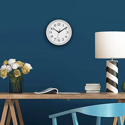 Bernhard Products White Wall Clock Silent Non Ticking 10 Inch Quality Quartz Battery Operated Round Easy to Read Home/Kitchen/Office/Classroom/School Clocks - color: White, size: 10 Inch