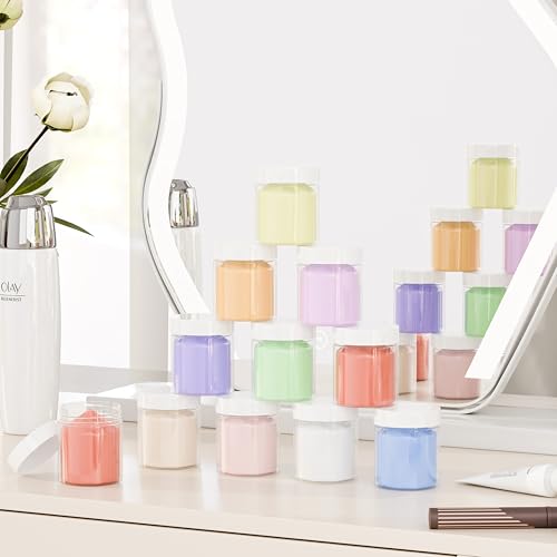 84PCS 4oz/125ml Plastic Jars with Screw On Lids Pressure Sensitive Seal,Clear Container for Storing Dry Food,Lotion, Makeup, Slime, Honey Jam, Cream, Butter,White - color: Plastic-84Pack-White