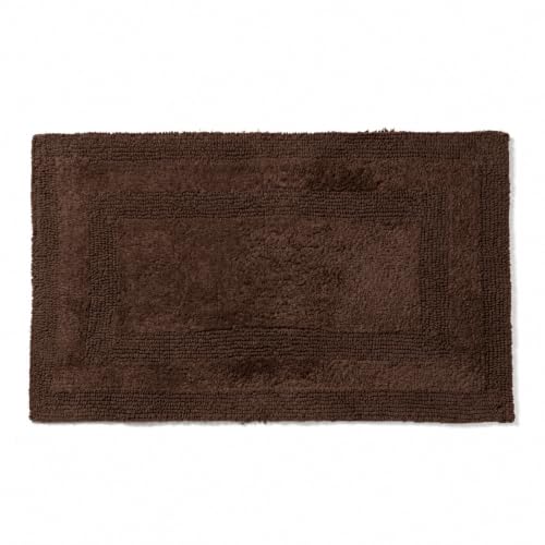Akiko 100% Cotton Bath Mat, Soft Plush Reversible Bathroom Rug 20x32 Brown | Bath Mats for Bathroom Absorbent Quick Dry Anti-Skid Machine Washable Bath Mats for Bathroom Shower Bathtub - color: Chocolate