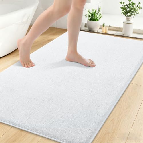 Smiry Memory Foam Bath Mat 50x30, Extra Soft Absorbent Bathroom Rugs | White Quick Dry, Machine Washable Bath Mats for Bathroom, Shower, Tub and Home Decor Accessories - color: White, size: 50'' X 30''