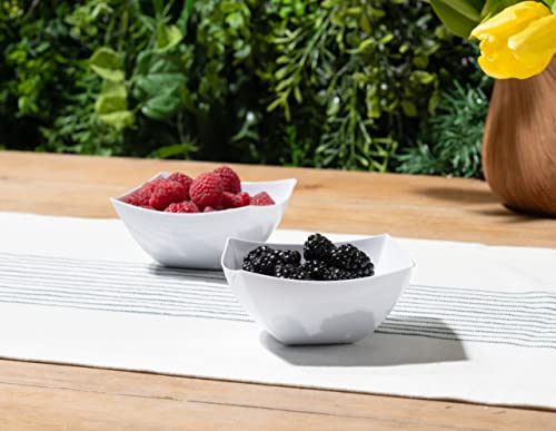 4 Pack Disposable White Plastic Serving Bowls 4 Square Party Candy Use 8oz | Square Design. Disposable Party Tableware. Salad, Fruit & Candy Use. Candy Buffet Containers. White Plastic. - color: White, size: 8 OUNCE