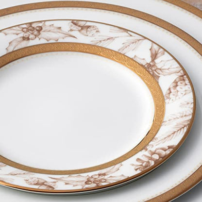 Noritake Charlotta Gold Set of 4 Holiday Harvest Appetizer Plates, 6-1/4"