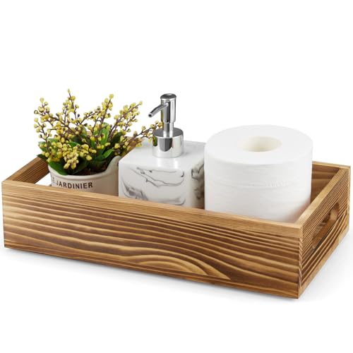 ALELION Bathroom Basket for Toilet Tank -Wooden Decorative Back of Toilet Basket Organizer for Organizing Paper, Towels, and Bathroom Accessories, Brown - color: Brown, size: 13 Inch