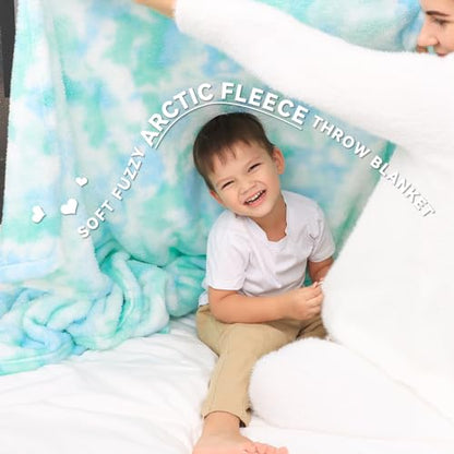 MUGD Soft Blankets Fuzzy Twin Bed Fleece Blanket Kids Warm Throw Blanket for Bed - color: Blue Green, size: Twin(60"x80"/ 150x200cm)