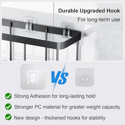 14 Pack Shower Caddy Adhesive Replacement, Waterproof Shower Shelf Adhesive Strips, Strong Adhesive Flat Hooks for Bathroom Storage Shelves and Kitchen Racks No Drilling, Clear - color: Transparent-14 Pack