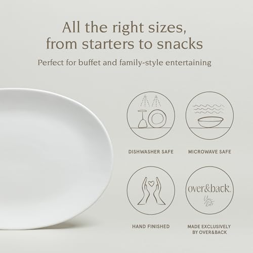 over&back Coupe Stoneware Serving Platter - Elegant 1-Piece Oval Serving Platter to Complete Your Kitchen Set - 16.4" x 11.5" - Semi-Matte White - color: White, size: Oval Platter