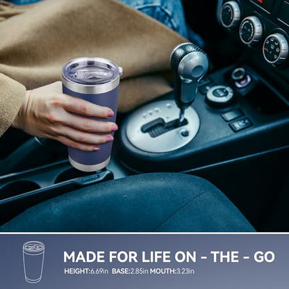 20 oz Tumbler Stainless Steel Tumblers Bulk with Lid Double Wall Insulated Coffee Tumbler Cups for Hot & Cold Drinks Powder Coated Travel Coffee Tumbler Mug Metal (Navy Blue, 12 pack) - color: Navy Blue, size: 20 ounces (12 pack)