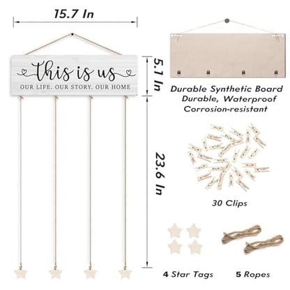 Family Photo Frame Gifts, This Is Us Picture Frame Housewarming Christmas Wedding Gifts for Couples Farmhouse Rustic Wood Hanging Photo Wall and Table Top Frames - color: This Is Us