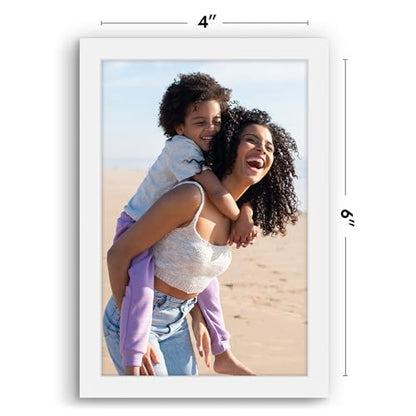 Americanflat 4x6 Picture Frame with Shatter-Resistant Glass - Streamline Collection - Thin Border Photo Frame for Tabletop and Wall Display - Hanging Hardware and Easel Stand Included - White | Shatter-resistant glass, wall or tabletop display with includ
