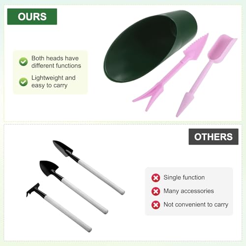 M METERXITY 2-Set Succulent Tools, Plastic 2-in-1 Mini Garden Shovel Hand Succulent Transplanting Tools Garden Shovel Transplant Trowel for Planting/Digging/Aerating [Deep Green,Purple] - color: Deep Green,Purple