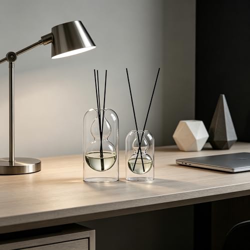 Reed Diffuser Bottles 2pcs/Set, Glass Gourd-Shaped Empty Diffuser Bottle with 15 Reed Sticks for DIY Aromatherapy, Home Fragrance Decor