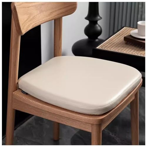 High-Grade Dining Chair Cushion, Leather Seat Cushion, 4cm Memory Foam U-Shaped Chair Pad Waterproof Non-Slip Chair Cushions with Straps(Color:Beige White,Size:37 * 36cm) - color: Beige White, size: 37*36cm