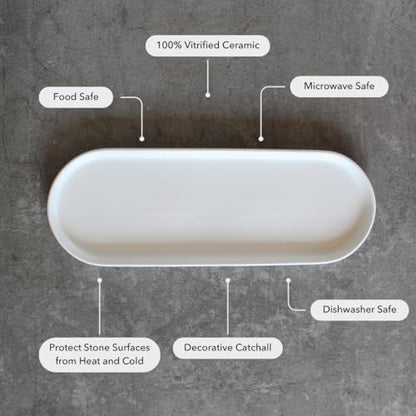 Elegant Ceramic Kitchen Sink Caddy & Bathroom Countertop Tray - Versatile Ceramic Vanity Tray for Home Organization & Decor, Durable & Microwave Safe, 11.8" x 4.1" x 0.8" - size: 11.8" x 4.1" x 0.8"