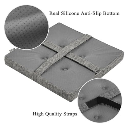 baibu 12 Inches Memory Foam Square Seat Cushion Set of 4, Dual-Layer Design Bar Stool Square Seat Cushion with Ties - 4 Pads Only, Gray (12'' (30CM)) - color: Grey, size: 12x12x1.5 Inch (Pack of 4)