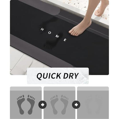 Housego Absorbent Bath Mat, Quick Dry Bath Rug, Non-Slip, 16.93x50 Inch, Black - color: Black, size: 1'5" x 4'2" (Rectangular)