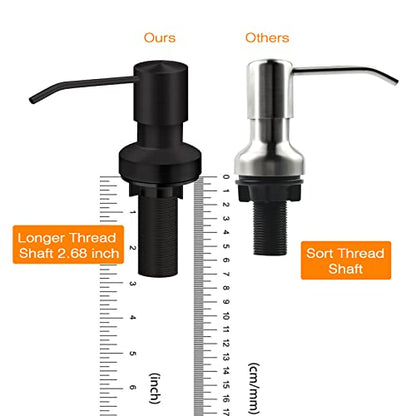 Sink Soap Dispenser for Kitchen Sink, Countertop Built in Sink Soap Dispenser with 47”Extension Tube kit, No Need to Fill The Little Bottle Again (Black) - color: Black