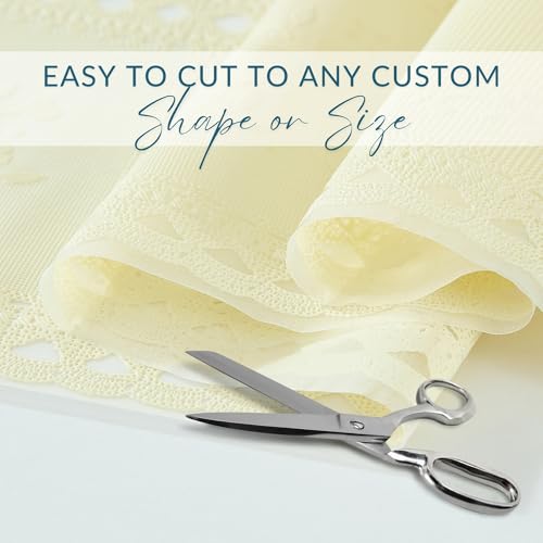 Threadmade Crochet Lace-Inspired 3-Yard Cut-to-fit Vinyl Tablecloth/Table Protector, Ecru - 54" W x 108" L - color: Ecru