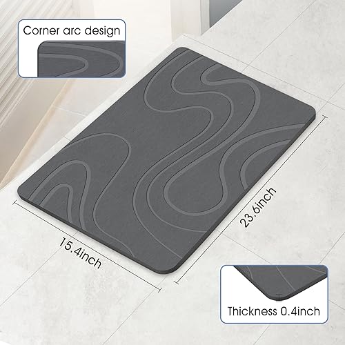 Veeloim Stone Bath Mat Diatomaceous Earth Shower Mat Non-Slip Super Absorbent Diatomite Stone Bath Mats for Bathroom Floor Quick Drying Natural Easy to Clean | Fast Drying, Super Absorbent, Non-Slip Design, Easy to Clean, Durable Diatomaceous Earth - colo