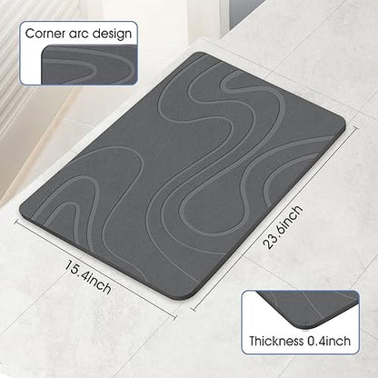 Veeloim Stone Bath Mat Diatomaceous Earth Shower Mat Non-Slip Super Absorbent Diatomite Stone Bath Mats for Bathroom Floor Quick Drying Natural Easy to Clean | Fast Drying, Super Absorbent, Non-Slip Design, Easy to Clean, Durable Diatomaceous Earth - colo