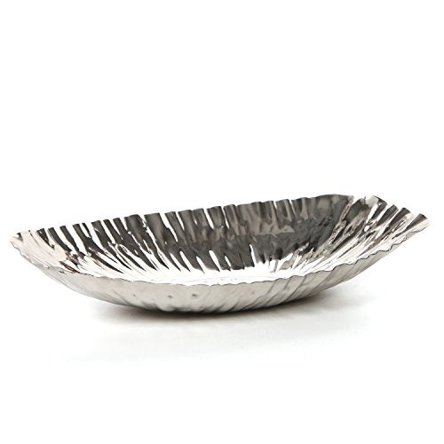Hosley Elegance Redefined Silver Finish Decor Tray Bowl, 13.6 Inches Long Versatile and Chic Centerpiece for Serving, Floral Arrangements, and Stylish Home Decor - size: 14.37" Long x 1 count